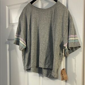 Harlow Gray Top with Subtle Stripes